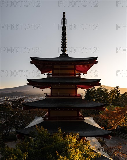 Chureito pagoda at sunset