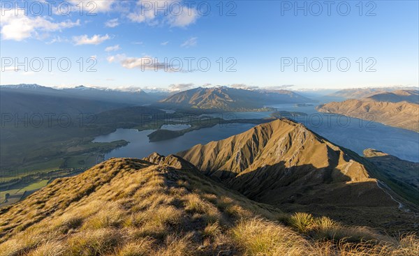 View of mountains and lake from Mount Roy