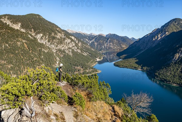 Hiker looks into the distance