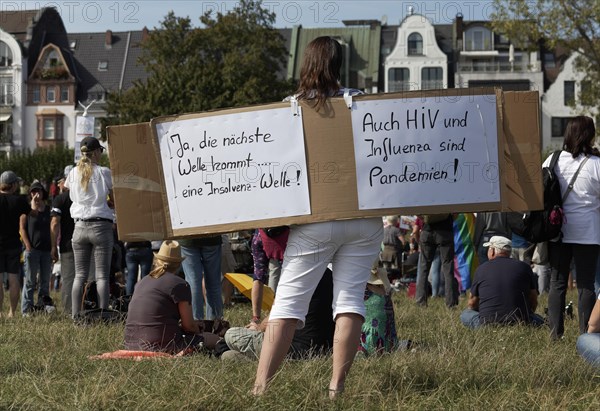 Demo against corona rules on the Rhine meadows