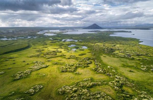 Finely structured landscape with green vegetation and small lakes and islands