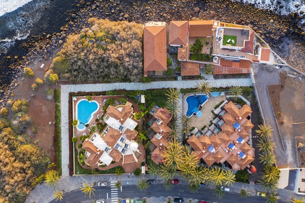 Apartment houses and holiday homes on the coast from above