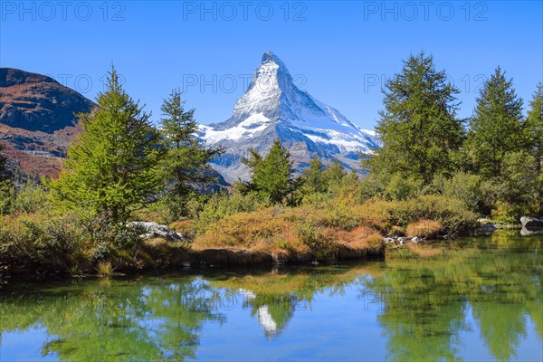 Matterhorn and mountain lake