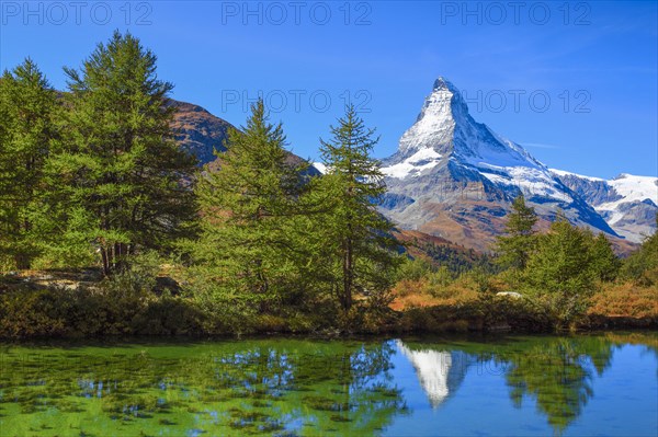 Matterhorn and mountain lake