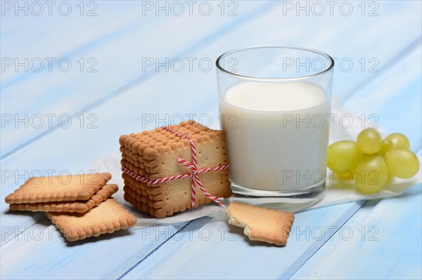 Butter biscuits and glass of milk