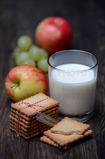 Butter biscuits and glass of milk