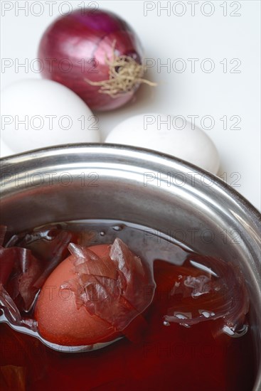 Easter eggs colored with onion skins