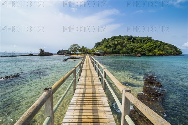 Long wooden pier in the Bom Bom Resort