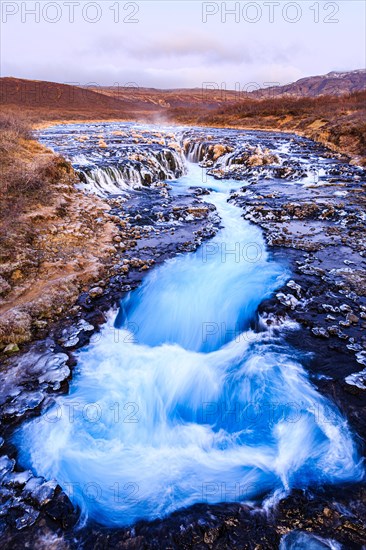 Bruarfoss waterfall in winter