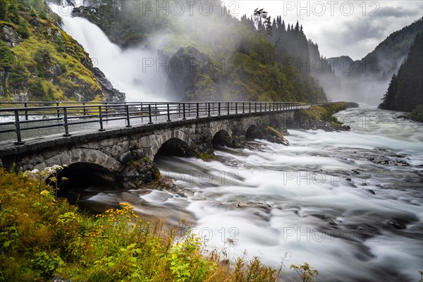 Stone bridge at Latefossen waterfall