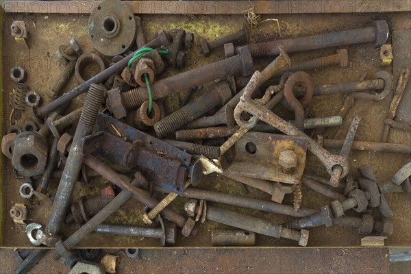 Rusty threaded screws and nuts