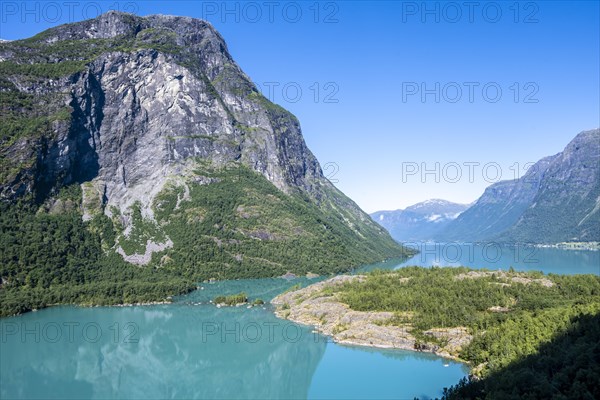 Lake Lovatnet and mountains