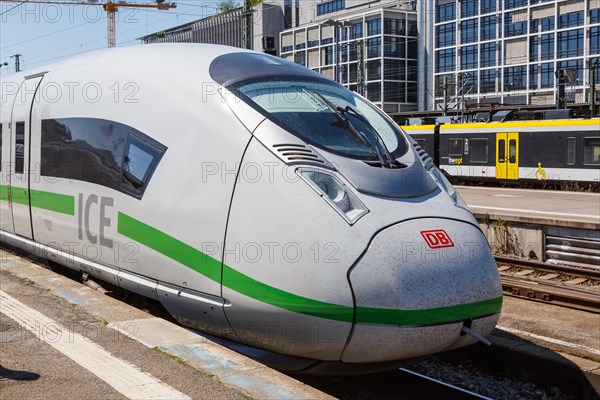 ICE 3 train Velaro D multiple unit locomotive in Stuttgart main station