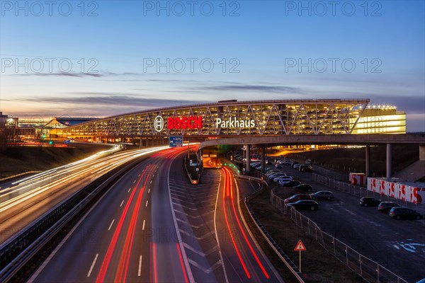 Traffic motorway A8 Messe Stuttgart Bosch parking garage movement speed