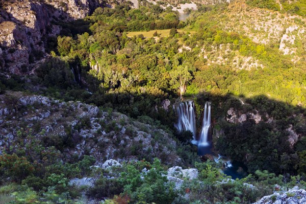 Waterfall on the river Krka. Panorama. Croatia