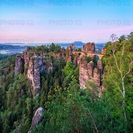 View of the Bastei Bridge at dawn