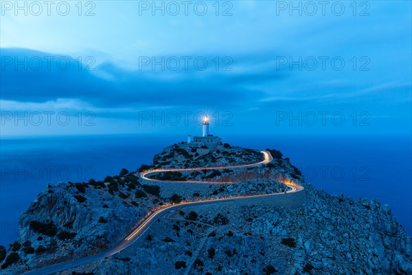 Cap Formentor evening night lighthouse sea text free space travel travel Spain tourism in Majorca