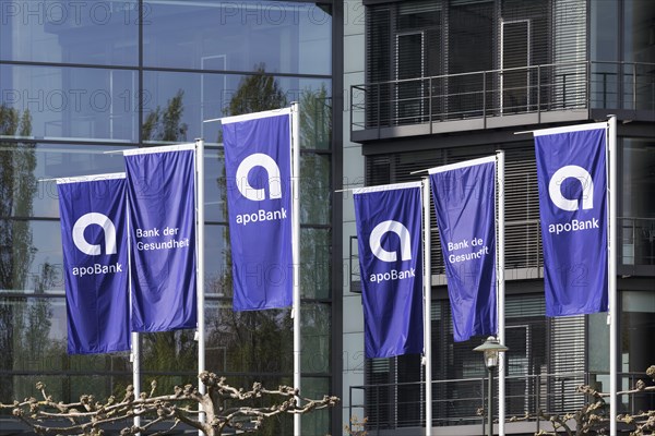 Flags with logo of Apotheker- und Aerztebank eG