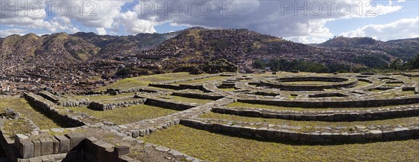 View from the Inca ruins Sacsayhuaman to the city