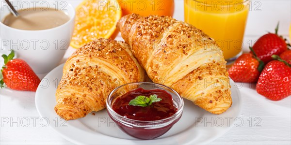 Croissant breakfast croissants food juice orange juice coffee hotel buffet banner in germany