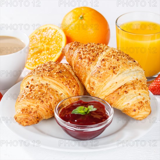 Croissant breakfast croissants food juice orange juice coffee hotel buffet square in germany