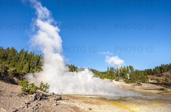 Steaming hot spring