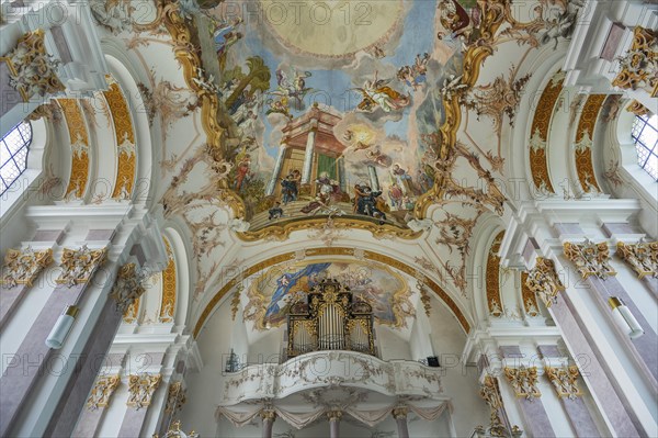 Organ gallery and ceiling frescoes