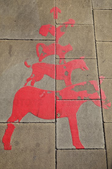 Notice on the pavement to the Bremen Town Musicians