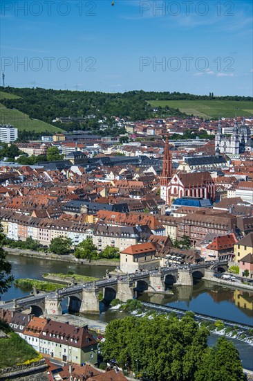 Overlook over Wuerzburg from Fortress Marienberg