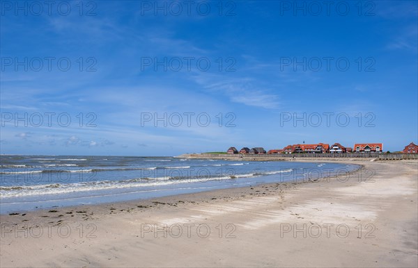 Sandy beach beach near the harbour at the western end of the East Frisian island Baltrum