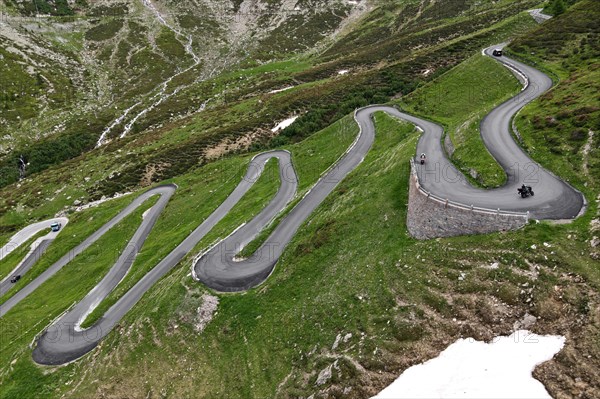 Aerial view of the serpentines on the north side of the Spluegen Pass