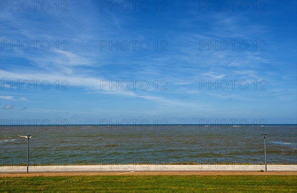 Beach section protected by dikes at the Estdorf of the island Baltrum