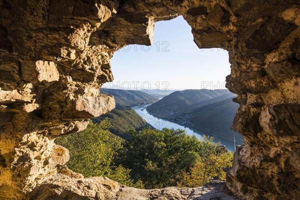 Overlook from Aggstein castle over the Danube. Wachau