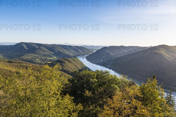 Overlook from Aggstein castle over the Danube. Wachau