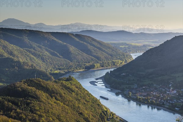 Overlook from Aggstein castle over the Danube. Wachau