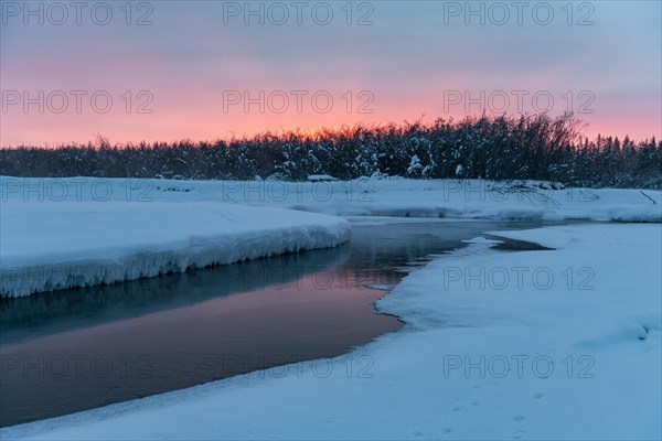 Morning dawn on the Oymyakon River