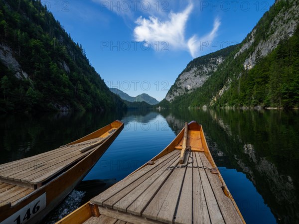 View of Lake Toplitz from a traditional barge