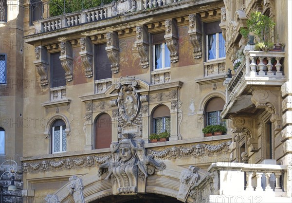 Palazzi degli Ambasciatori Embassy palaces with archway to the Quartiere Coppede