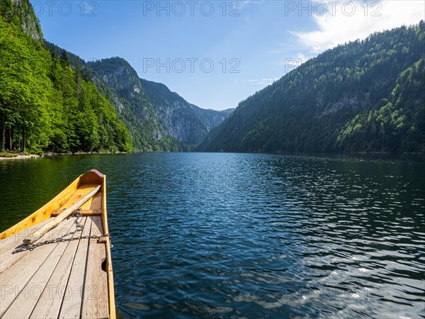 View of Lake Toplitz from a traditional barge