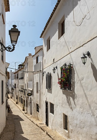 Narrow streets with white houses in Altea Old Town