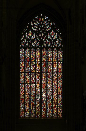 Stained glass window in transept