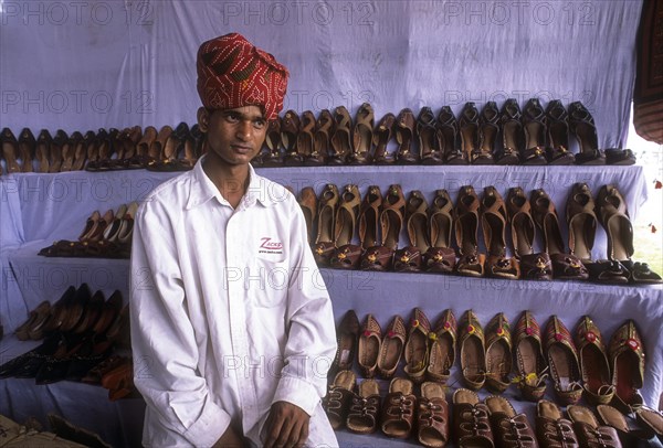 Typical leather shoes and chappals shop