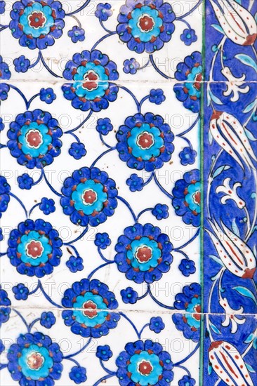 Macro view of the tiles in the Rustem Pasa Mosque