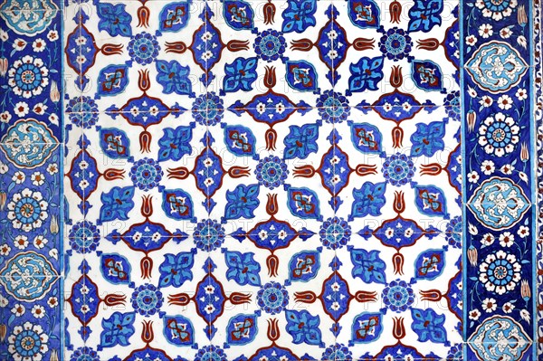 Macro view of the tiles in the Rustem Pasa Mosque