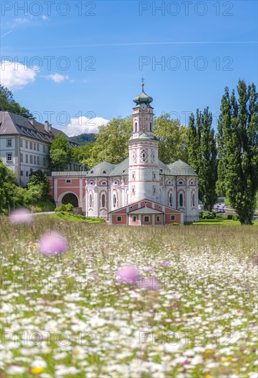 Flower meadow in front of the monastery St. Karl