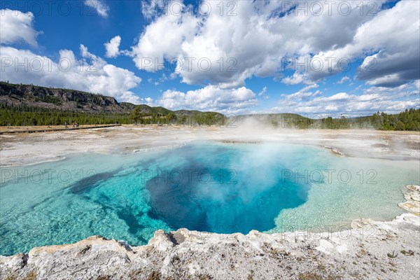 Turquoise clear water of a hot spring