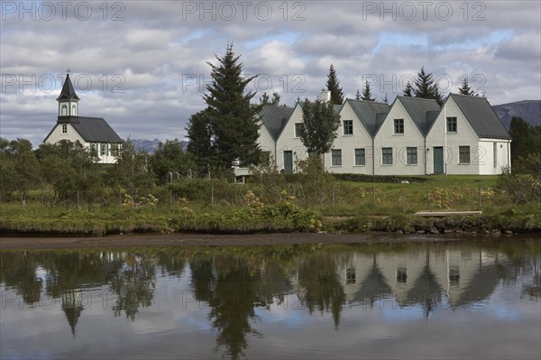 Church and five-gabled farmhouse of Pingvellir or Thingvellir