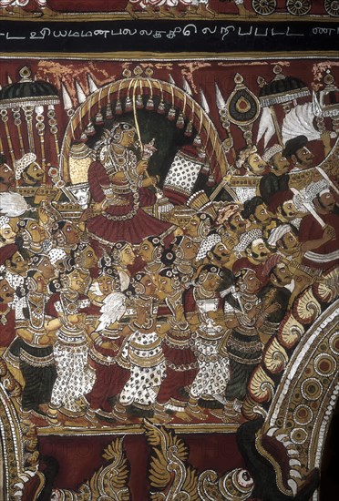 18th century Ramayana murals on Bodinayakanur palace walls