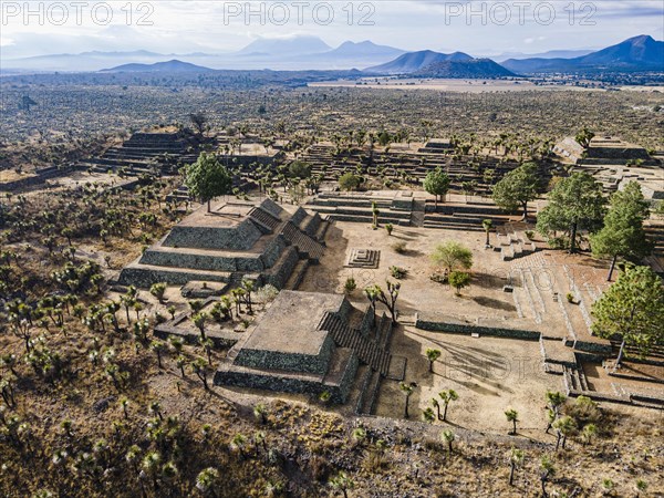 Aerial of the Mesoamerican archaeological site Cantona