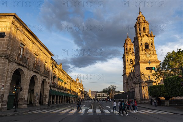 Morelia cathedral at sunset